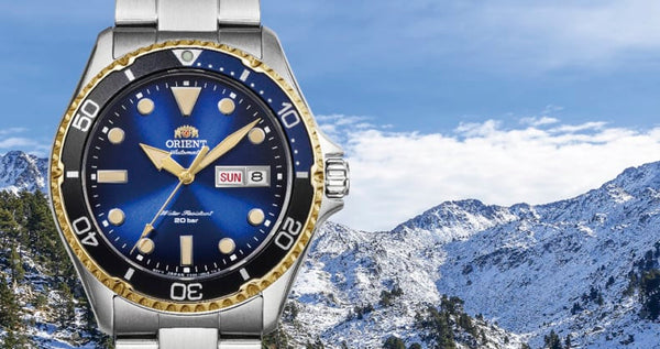 ORIENT from a vintage-style x divers-designed blue gradation dial