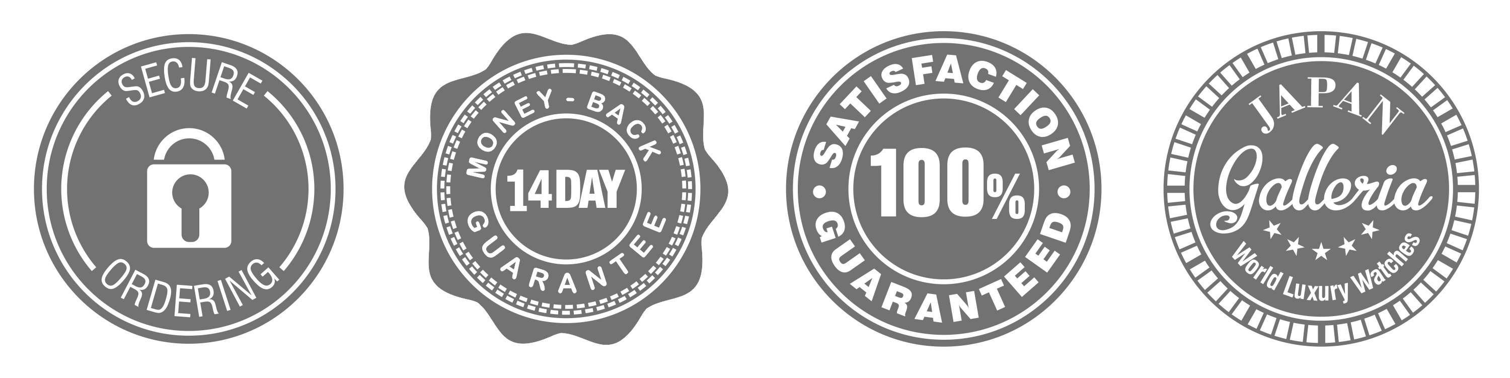 Secure Checkout, 14 days money back guarantee, 100% satisfaction, fast delivery badges