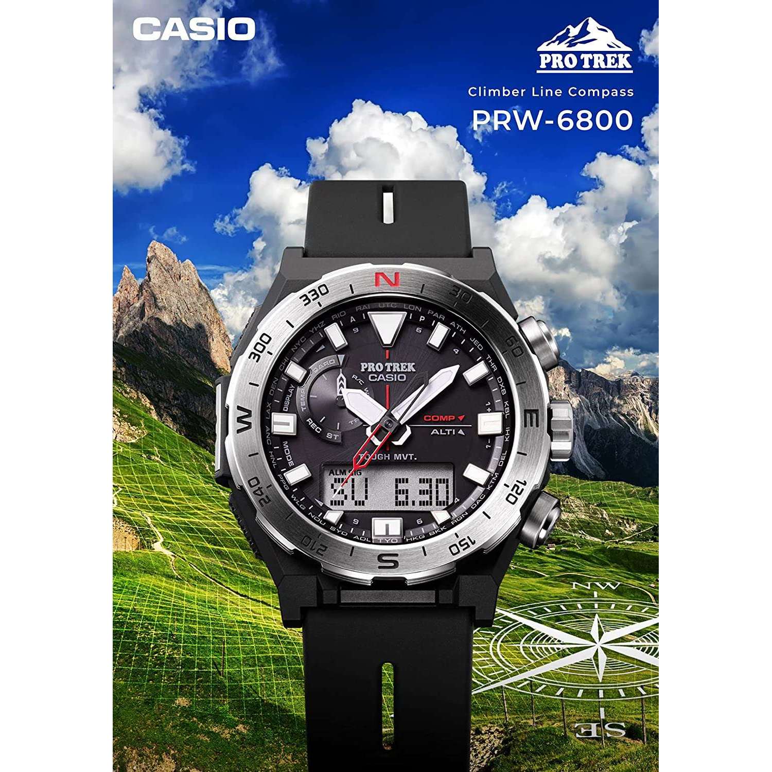 ROOK JAPAN:CASIO PROTREK ANGLER LINE JDM MEN WATCH PRW-6800-1JF,JDM Watch,Casio Protrek