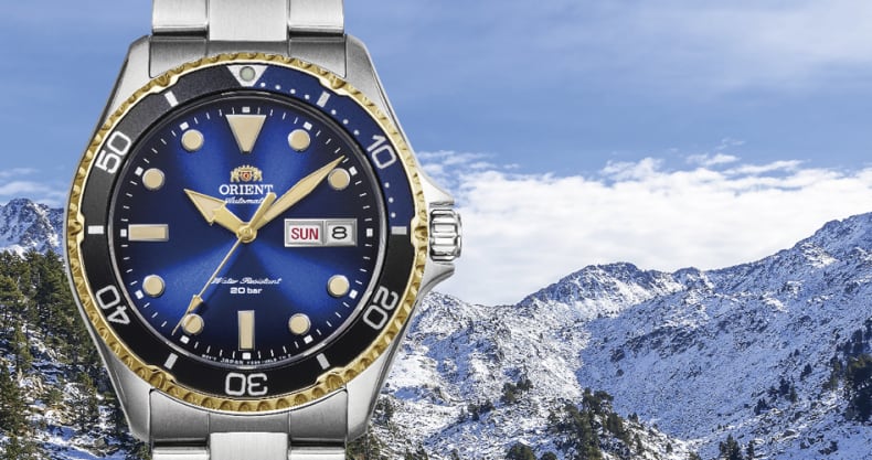 ORIENT from a vintage-style x divers-designed blue gradation dial
