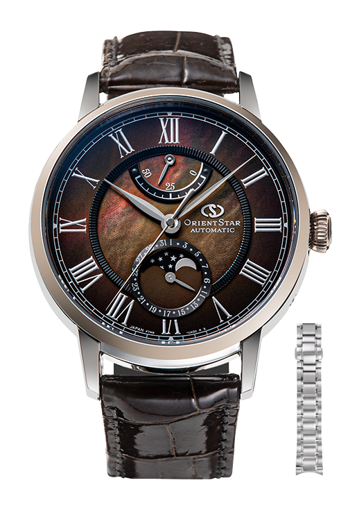 ORIENT STAR MOON PHASE M45 F7 AUTOMATIC MECHANICAL BROWN MEN WATCH (LIMITED 350) RK-AY0120A