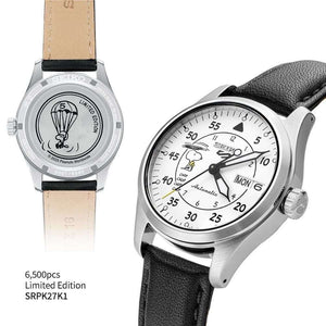 ROOK JAPAN:Seiko 5 Sports Peanuts White Dial Leather Band Snoopy Men Watch (6500 LIMITED) SRPK27K1,JDM Watch,Seiko 5