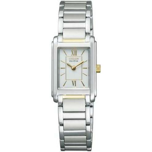 CITIZEN FORMA ECO-DRIVE SOLAR SILVER & WHITE SQUARE MODEL LADIES 