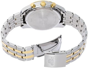 ORIENT CONTEMPORARY SOLAR CHRONOGRAPH SILVER & GOLD MEN WATCH RN-TX0302S