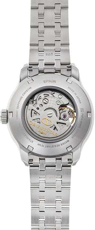 ORIENT STAR LAYERED SKELETON OPEN HEART SILVER & BLUE MEN WATCH RK-AV0B08L