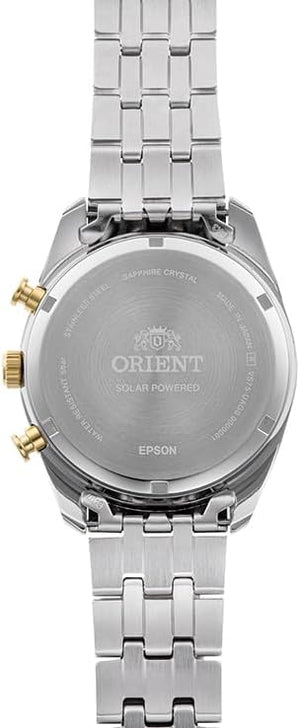 ORIENT CONTEMPORARY SOLAR CHRONOGRAPH SILVER & GOLD MEN WATCH RN-TX0302S