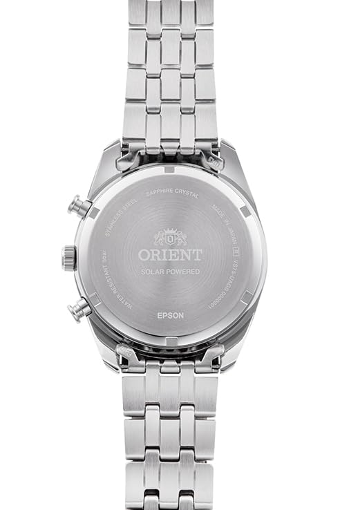 ORIENT MAKO SOLAR CHRONOGRAPH SILVER & RED MEN WATCH RN-TX0207R