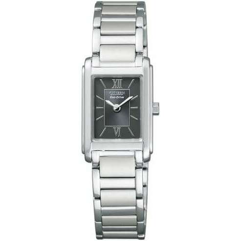 CITIZEN COLLECTION ECO-DRIVE SOLAR SILVER STRAP BLACK DIAL LADIES