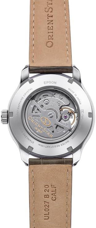 ORIENT STAR LAYERED SKELETON OPEN HEART LEATHER STRAP MEN WATCH RK-AV0B10G