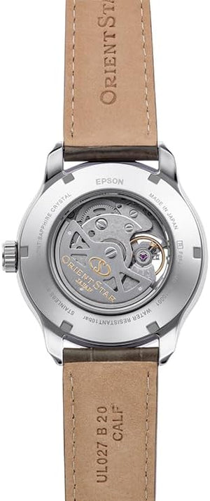 ORIENT STAR LAYERED SKELETON OPEN HEART LEATHER STRAP MEN WATCH RK-AV0B10G