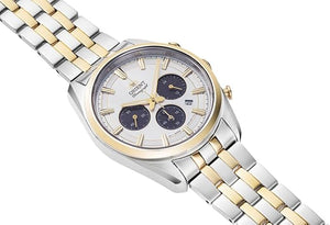 ORIENT CONTEMPORARY SOLAR CHRONOGRAPH SILVER & GOLD MEN WATCH RN-TX0302S