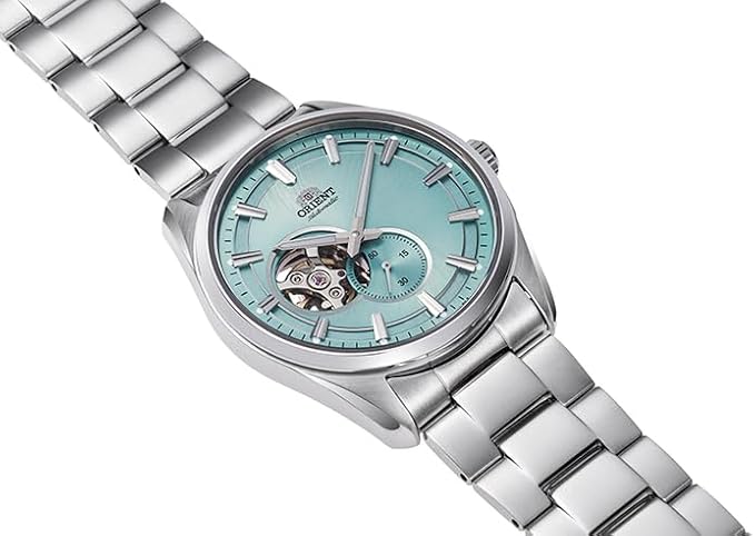 ORIENT CONTEMPORARY SEMI-SKELETON AUTOMATIC OPEN HEART LIGHT BLUE MEN WATCH RN-AR0009L