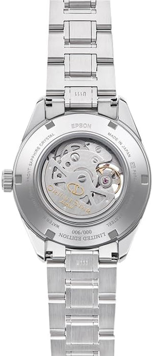 ORIENT STAR MODERN SKELETON OPEN HEART SILVER & SKY BLUE MEN WATCH (LIMITED 350) RK-AV0127L