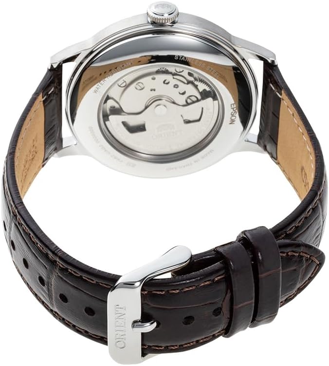 ORIENT BAMBINO AUTOMATIC BROWN LEATHER STRAP IVORY DIAL MEN WATCH RN-AK0702Y
