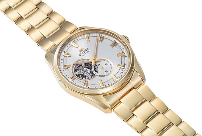 ORIENT CONTEMPORARY SEMI-SKELETON OPEN HEART AUTOMATIC GOLD MEN WATCH RN-AR0007S