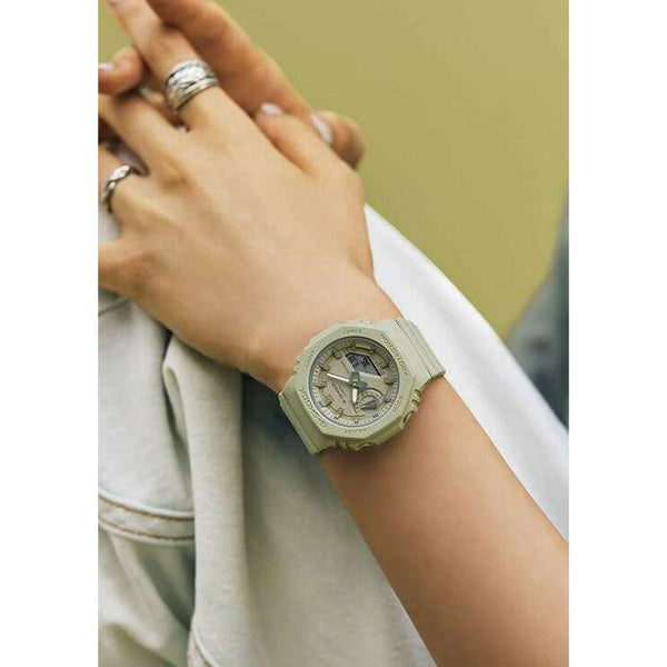 CASIO G-SHOCK MID-SIZE MODEL ANALOG DIGITAL DIAL KHAKI GREEN