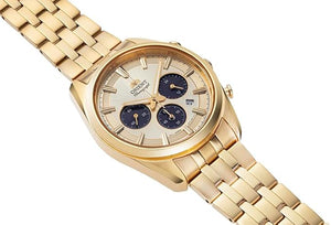 ORIENT CONTEMPORARY SOLAR CHRONOGRAPH CHAMPAGNE GOLD MEN WATCH RN-TX0301G