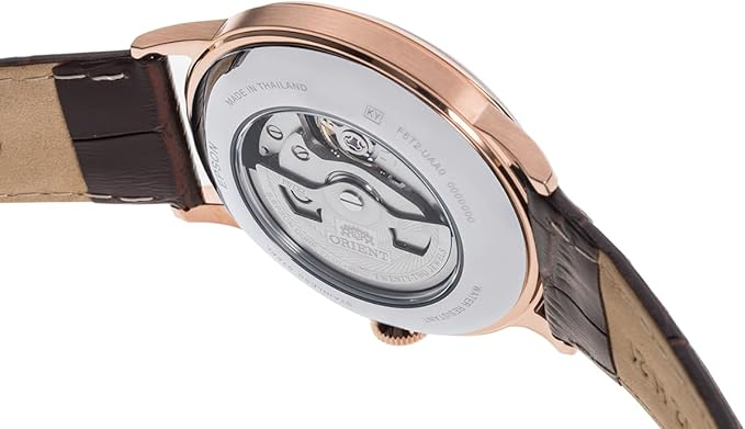 ORIENT BAMBINO AUTOMATIC OPEN HEART LEATHER STRAP GOLD MEN WATCH RN-AG0004S