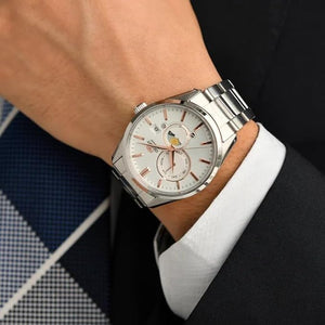 ORIENT SUN&MOON AUTOMATIC CONTEMPORARY WHITE SILVER MEN WATCH RN-AK0301S