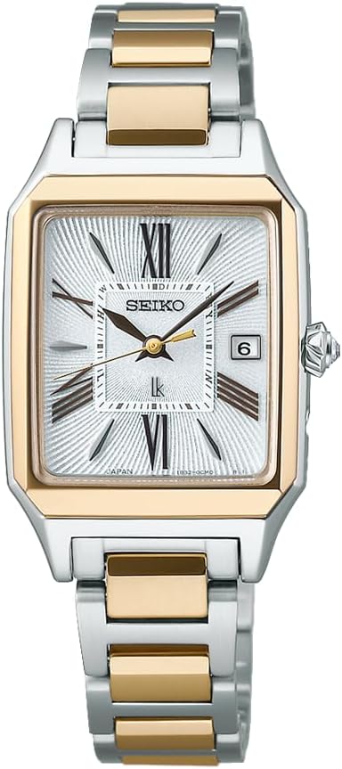 SEIKO LUKIA GROW SOLAR RADIO WAVE SQUARE DESIGN SILVER ＆GOLD WOMEN WATCH SSVW210
