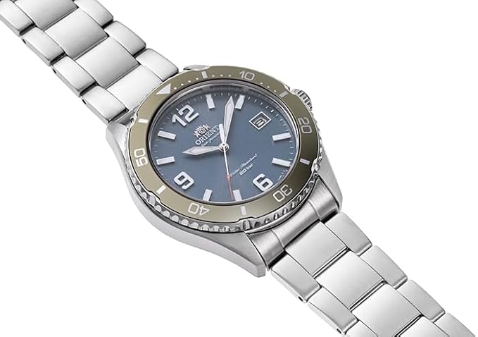 ORIENT MAKO SOLAR SILVER & BABY BLUE MEN WATCH RN-WJ0002L