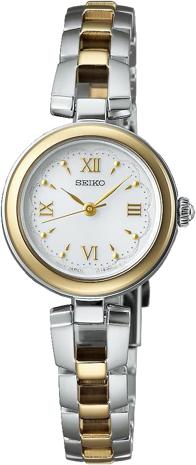 SEIKO SELECTION S SERIES SOLAR SILVER & YELLOW GOLD WOMEN WATCH SWFA212