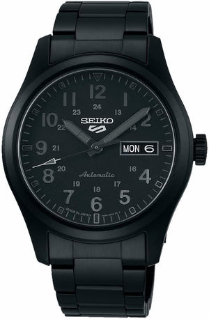 SEIKO 5 SPORTS STEALTH BLACK "STREET STYLE" STAINLESS STRAP MEN WATCH SBSA165