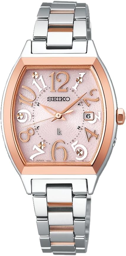 SEIKO LUKIA STANDARD COLLECTION TONNEAU-SHAPED SILVER & PINK GOLD WOMEN WATCH SSVW214