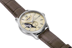 ORIENT STAR LAYERED SKELETON OPEN HEART LEATHER STRAP MEN WATCH RK-AV0B10G