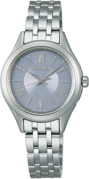 SEIKO SELECTION S SERIES SOLAR RADIO WAVE SILVER & BLUE GREY WOMEN WATCH SSDY049