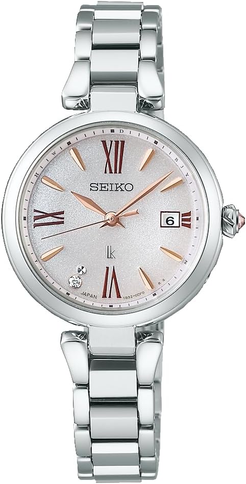 SEIKO LUKIA GROW SOLAR RADIO WAVE SILVER & PEONY PINK WOMEN WATCH SSQW081