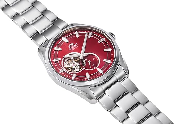 ORIENT CONTEMPORARY SEMI-SKELETON AUTOMATIC OPEN HEART RED MEN WATCH RN-AR0010R
