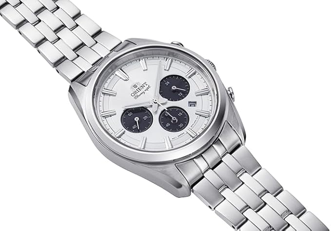 ORIENT CONTEMPORARY SOLAR CHRONOGRAPH SILVER & WHITE MEN WATCH RN-TX0305S