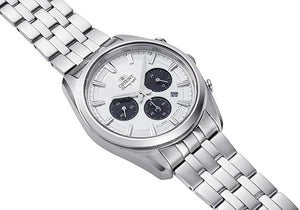 ORIENT CONTEMPORARY SOLAR CHRONOGRAPH SILVER & WHITE MEN WATCH RN-TX0305S