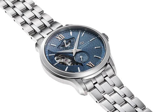 ORIENT STAR LAYERED SKELETON OPEN HEART SILVER & BLUE MEN WATCH RK-AV0B08L