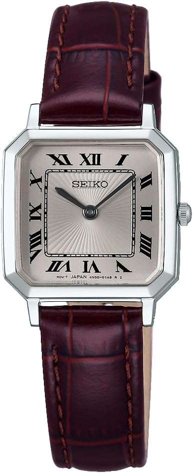 SEIKO SELECTION NANO UNIVERSE COLLAB MODEL BROWN LEATHER STRAP SILVER WOMEN WATCH SSEH017