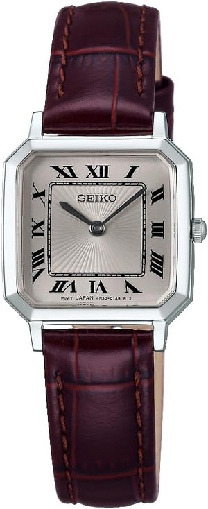 SEIKO SELECTION NANO UNIVERSE COLLAB MODEL BROWN LEATHER STRAP SILVER WOMEN WATCH SSEH017