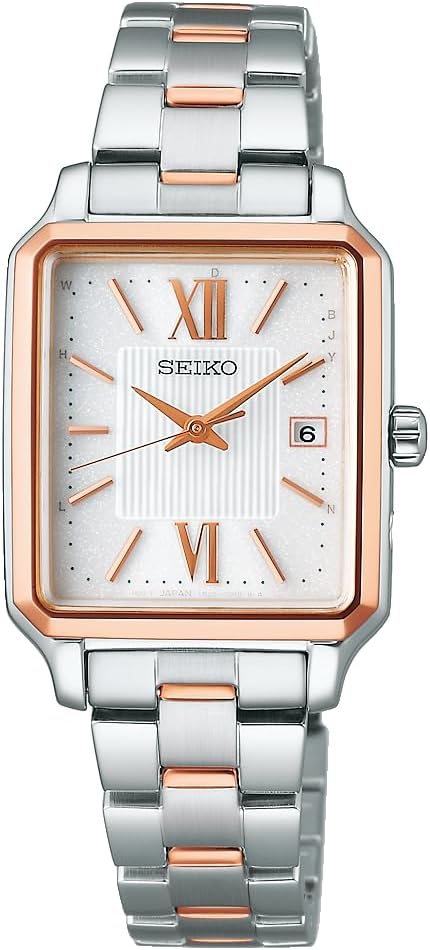 SEIKO SELECTION S SERIES SOLAR RADIO WAVE SILVER & PINK GOLD WOMEN WATCH SWFH140