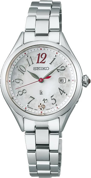 SEIKO LUKIA GROW SOLAR RADIO 2025 SS MAIN SERIES SILVER & WHITE WOMEN WATCH SSQW091