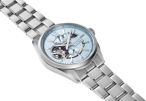 ORIENT STAR MODERN SKELETON OPEN HEART SILVER & SKY BLUE MEN WATCH (LIMITED 350) RK-AV0127L