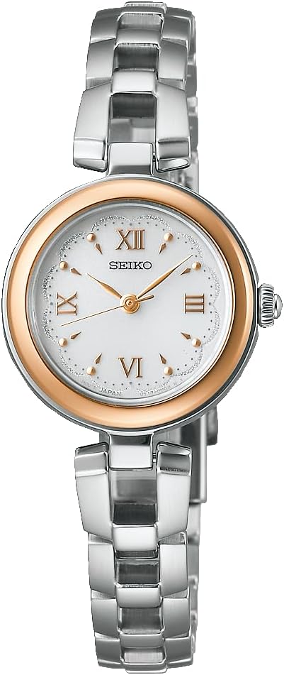 SEIKO SELECTION S SERIES SOLAR SILVER & PINK GOLD WOMEN WATCH SWFA210