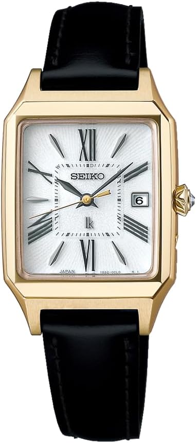 SEIKO LUKIA GROW SOLAR RADIO WAVE SQUARE DESIGN BLACK LEATHER STRAP WOMEN WATCH SSVW212