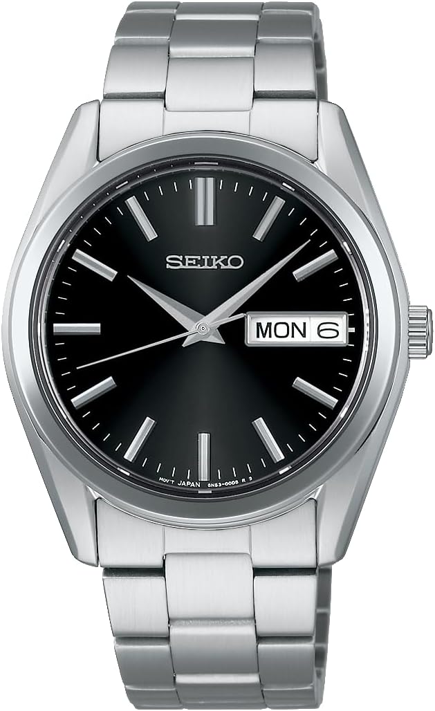 SEIKO SELECTION S SERIES DAY-DATE SILVER & BLACK MEN WATCH SBTH011