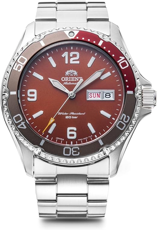ORIENT AUTOMATIC SILVER & BORDEAUX RED MEN WATCH (200 LIMITED) RN-AA0820R