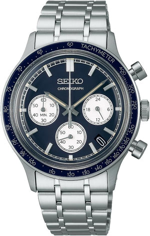 SEIKO SELECTION ANALOG CHRONOGRAPH SILVER & NAVY BLUE MEN WATCH SBTR053