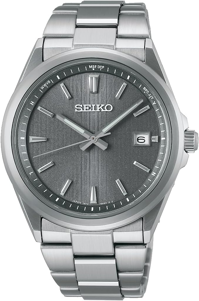 SEIKO SELECTION S SERIES PREMIUM SOLAR RADIO WAVE SILVER & GREY MEN WATCH SBTM347