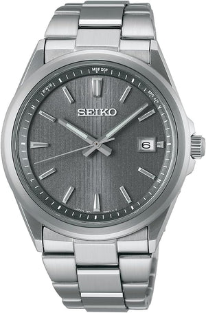 SEIKO SELECTION S SERIES PREMIUM SOLAR RADIO WAVE SILVER & GREY MEN WATCH SBTM347
