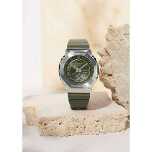 ROOK JAPAN:CASIO G-SHOCK METAL COVERED SILVER & KHAKI ANALOG DIGITAL LADIES WATCH GM-S2100-3AJF,JDM Watch,Casio G-Shock