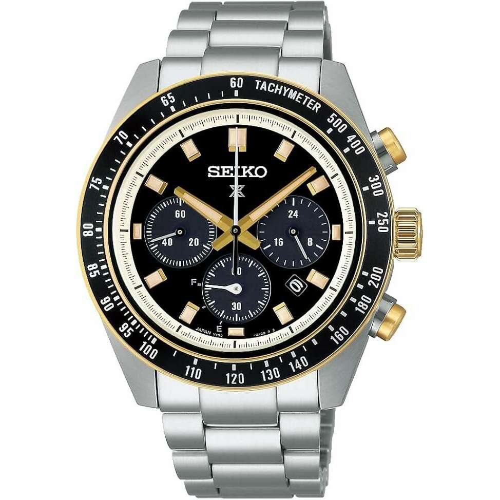 ROOK JAPAN:SEIKO PROSPEX SPEEDTIMER SOLAR CHRONOGRAPH LARGE SILVER & GOLD MEN WATCH SBDL113,JDM Watch,Seiko Prospex