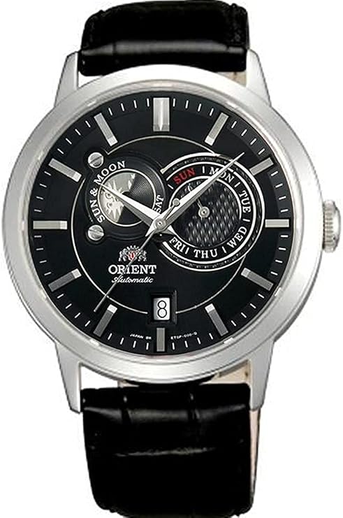 ORIENT SUN AND MOON AUTOMATIC LEATHER STRAP MEN WATCH FET0P003B0